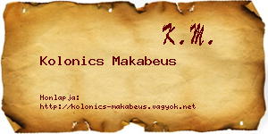 Kolonics Makabeus névjegykártya